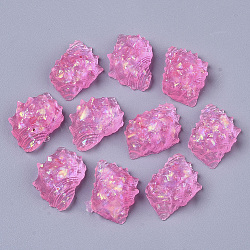 Transparent Epoxy Resin Cabochons, Imitation Jelly Style, with Sequins/Paillette, Conch Shell Shape, Hot Pink, 23.5~24.5x14.5~15.5x9.5~10.5mm(CRES-T020-03C)
