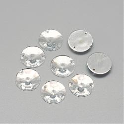 Sew on Rhinestone, Transparent Acrylic Rhinestone, Two Holes, Garment Accessories, Garment Accessories, Faceted, Half Round/Dome, Clear, 10x3.5~3.8mm, Hole: 0.8~1mm(GACR-Q020-10mm-04)