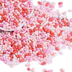 Glass Seed Beads, Round Hole, Peanut, Cerise, 3.5x6x3.5mm, Hole: 0.8mm, about 4500pcs/pound(SEED-K010-03P)