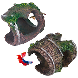 2Pcs 2 Styles Resin Stump Sculpture Display Decorations, for Home Office Desk, Pretending Prop Decorations, Coffee, 49~50x48x41~45.5mm, 1pc/style (DJEW-GF0001-86)