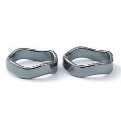 Non-magnetic Synthetic Hematite Finger Rings, Wave, US Size 12 1/4(21.5mm)(RJEW-H544-03C)