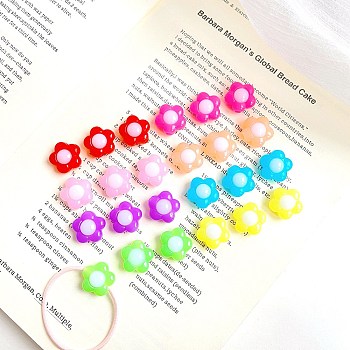 Imitation Jelly Style Acrylic Beads, Bead in Bead, Flower, Mixed Color, 16x16x9mm, Hole: 3mm, about 470pcs/500g