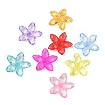 Transparent Acrylic Bead Caps, Flower, Mixed Color, 20.5x21.5x4mm, Hole: 1.8mm, about 877pcs/500g