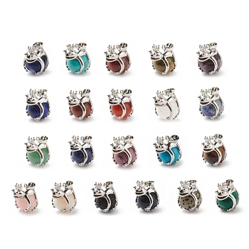 Natural & Synthetic Gemstone Pendants, with Platinum Tone Brass Findings, Cadmium Free & Lead Free, Frog with Round Ball, Mixed Dyed and Undyed, 25x22.5x17mm, Hole: 4.5x7.5mm