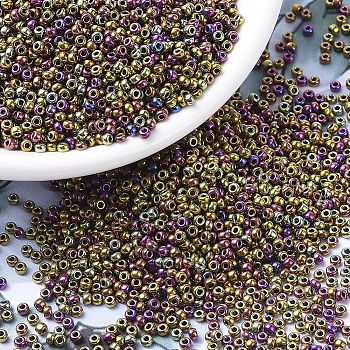 MIYUKI Round Rocailles Beads, Japanese Seed Beads, (RR188) Metallic Purple Gold Iris, 11/0, 2x1.3mm, Hole: 0.8mm, about 5500pcs/50g