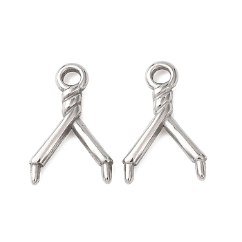 304 Stainless Steel Pendant Bail, Y-Shaped, Stainless Steel Color, 13.5x9x2mm, Hole: 1.6mm