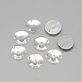 Sew on Rhinestone, Transparent Acrylic Rhinestone, Two Holes, Garment Accessories, Garment Accessories, Faceted, Half Round/Dome, Clear, 10x3.5~3.8mm, Hole: 0.8~1mm