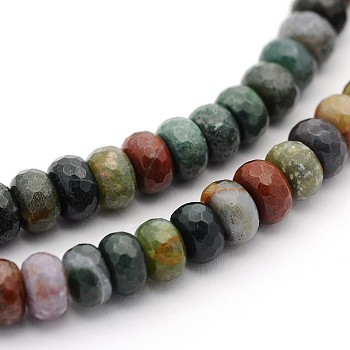 Natural Indian Agate Rondelle Strands, Faceted, 8x5mm, Hole: 1mm, about 75pcs/strand, 15.0 inch