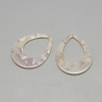 Cellulose Acetate(Resin) Pendants, teardrop, Lilac, 27x20.5x2.5mm, Hole: 1.5mm