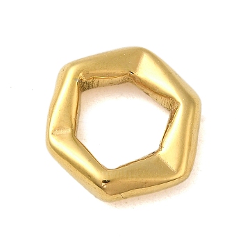 Ion Plating(IP) 304 Stainless Steel Linking Rings, Hexagon, Real 18K Gold Plated, 17x19x4.5mm, Inner Diameter: 10x11mm