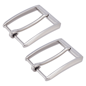 Stainless Steel Roller Buckles, 1 Piece Pin Buckle for Men DIY Belt Accessories, Rectangle, Stainless Steel Color, 64x51x10mm