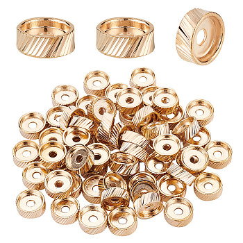 Alloy Spacer Beads, Textured, Flat Round, Light Gold, 10x4mm, Hole: 2.5mm, 64pcs/box