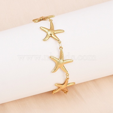 Beach 304 Stainless Steel Shell Sea Animals Link Chain Bracelets(BJEW-D359-15D-G)-5