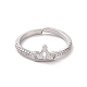 Clear Cubic Zirconia Hollow Out Crown Open Cuff Ring(RJEW-H127-10P)-2