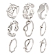 9Pcs 9 Style Brass Cuff Rings(RJEW-LS0001-08P)-1