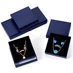 5Pcs Rhombus Textured Cardboard Jewelry Packing Boxes with Sponge Inside, for Pendants & Earrings & Rings, Square, Blue, 8.8x8.8x2.8cm(CBOX-TA0001-18C)