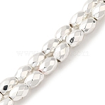Electroplated Strong Magnetic Synthetic Hematite Beads Strands, Long-Lasting Plated, Faceted Oval, Silver Plated, 7~8x5~5.5mm, Hole: 1.4mm, about 50pcs/strand, 15.35''(39cm)(G-P518-03D)
