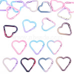 12Pcs Spray Paint Alloy Spring Gate Rings, Heart, Mixed Color, 33.5x35x4.5mm(FIND-TA0010-91)