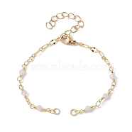 Brass & Natural Morganite Handmade Beaded Link Chain Bracelet Making, with Lobster Claw Clasp, Fit for Connector Charms, 6-1/4 inch(15.8cm)(AJEW-JB01150-39)