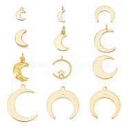 ARRICRAFT 24Pcs 12 Style Brass Charms, Moon, Golden, 7.5~22x5~18x1~4mm, Hole: 1~3mm, 2pcs/style(KK-AR0002-63)