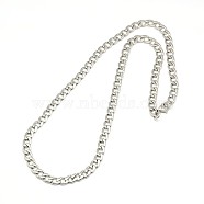 304 Stainless Steel Curb Chain/Twisted Chain Necklaces, with Lobster Claw Clasps, Stainless Steel Color, 22 inch~23 inch(55.9~58.4cm), 7mm(STAS-A028-N124P)