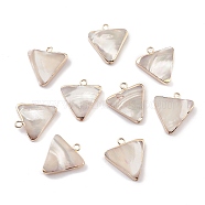 Natural Trochid Shell/Trochus Shell Pendants, Triangle Charms, with Brass Findings, Light Gold, 19~19.5x17.5~18x3~3.5mm, Hole: 1.8mm(BSHE-E028-12KCG)