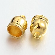 Brass Cord Ends, End Caps, Lead Free & Cadmium Free, Golden, 16x12mm, Hole: 2mm, Inner Diameter: 9.5mm(X-KK-M140-01G-RS)