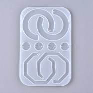 Geometry Pendant & Links Silicone Molds, Resin Casting Molds, For DIY UV Resin, Epoxy Resin Earring Jewelry Making, White, 159x102x4mm(X-DIY-K031-03)