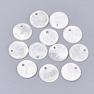Capiz Shell Pendants, Flat Round, WhiteSmoke, 12~12.5x0.5~1mm, Hole: 1.4mm(SHEL-S274-71A)