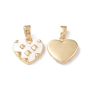 Shell Heart Charms, with Brass Findings, Real 18K Gold Plated, 11.5x12.5x2mm, Hole: 2x4mm(KK-I702-28G)