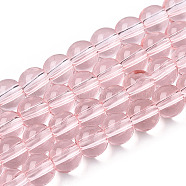 Transparent Glass Beads Strands, Round, Misty Rose, 6~6.5mm, Hole: 1.4mm, about 67~70pcs/strand, 14.76 inch~15.16 inch(37.5~38.5cm)(GLAA-T032-T6mm-10)