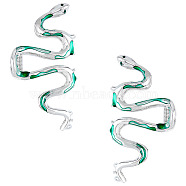 Snake Shape Alloy Claw Hair Clips, with Enamel, for Woman Girl, Platinum, 53.5x108x41.5mm(AJEW-WH0001-62)