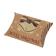 Christmas Theme Cardboard Candy Pillow Boxes, Cartoon Bell Candy Snack Gift Box, Moccasin, Fold: 7.3x11.9x2.6cm(CON-G017-02C)