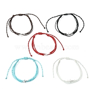 Waxed Polyester Cords Multi-strand Bracelet, Tibetan Style Alloy Cross Link Adjustable Bracelet, Mixed Color, Inner Diameter: 1-3/4~4-5/8 inch(4.5~11.7cm)(BJEW-JB09632)