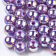 Plastic Beads, AB Color Plated, Round, Purple, 8mm, Hole: 1.8mm, 2000pcs/500g(OACR-S027-8mm-14)