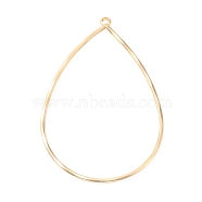 Brass Open Back Bezel Pendants, Nickel Free, for DIY UV Resin, Teardrop, Real 18K Gold Plated, 45~45.5x31x1.5~2mm, Hole: 1.8mm(KK-O144-13G)