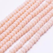 Opaque Glass Beads Strands, Faceted, Rondelle, Lavender Blush, 2.5x1.5~2mm, Hole: 0.5mm, about 185~190pcs/strand, 13.7 inch~14.1 inch(EGLA-K010-B04)