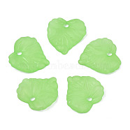 Transparent Acrylic Pendants, Frosted, Heart, Spring Green, 16x15x3mm, Hole: 1.8mm, about 1400pcs/500g(TACR-S157-01B)