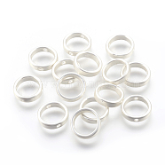 Brass Bead Frames, Long-Lasting Plated, Lead Free & Cadmium Free & Nickel Free, Ring, Matte Style, 925 Sterling Silver Plated, 12x3mm, Hole: 1.4mm, Inner Diameter: 10mm(KK-F774-08MS-NR)