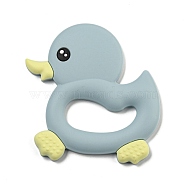 Silicone Focal Beads, Silicone Teething Beads, Baby Toy, Duck, Light Blue, 93x83x9mm(SIL-P008-C06)