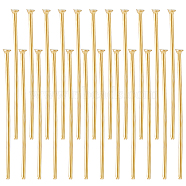 304 Stainless Steel Flat Head Pins, for Jewelry Making, Real 16K Gold Plated, 25x0.7mm, 21 Gauge, Head: 1.5mm, about 200pcs/box(STAS-BBC0004-37F)