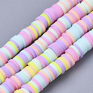Handmade Polymer Clay Beads Strands, for DIY Jewelry Crafts Supplies, Heishi Beads, Disc/Flat Round, Mixed Color, 6x0.5~1mm, Hole: 1.8mm, about 320~447pcs/strand, 15.75 inch~16.14 inch(40~41cm)(X-CLAY-R089-6mm-087)