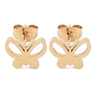Vacuum Plating 304 Stainless Steel Stud Earrings for Women, Hollow Butterfly, Golden, 8x10mm(EJEW-A048-48B-G)