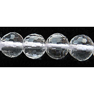 Gemstone Beads Strands, Quartz Crystal, Faceted(128 Facets), Round, Synthetic Crystal, 16mm, Hole: 1.5mm, about 25pcs/strand, 15.5 inch(GSFR16mm187-128)
