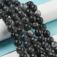 Crackle Agate Beads Strands, Round, Dyed, Grade A, Black, 10mm, Hole: 1.2mm, about 38pcs/strand(G-A003-1)