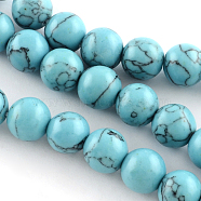Synthetical Turquoise Gemstone Round Bead Strands, Dyed, Light Sky Blue, 8mm, Hole: 1.5mm, about 47~48pcs/strand, 14.5 inch(TURQ-R035-8mm-03)