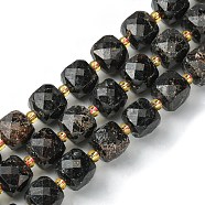 Natural Garnet Beads Strands, with Seed Beads, Faceted Cube, 8~9x8~9x8~9mm, Hole: 0.9~1mm, about 35~39pcs/strand, 14.80''~15.16''(37.6~38.5cm)(G-Q010-A11-01)