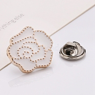 Plastic Brooch, Alloy Pin, with Enamel, for Garment Accessories, Rose, Snow, 25mm(SENE-PW0013-07C-01B)