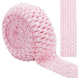 5M Polyester Ribbons, Elastic Crochet Headband, for Baby Headbands, Pink, 1-5/8 inch(40mm)(OCOR-GF0001-52B)