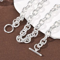 9MM 304 Stainless Steel Cable Chain OT Necklaces for Women, Silver, 17.87 inch(45.4cm)(NJEW-G194-03S)